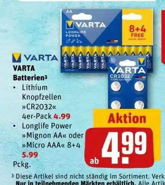 REWE Varta Batterien Angebot
