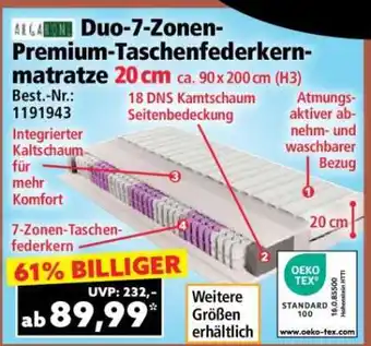 Norma Duo-7-Zonen-Premium-Taschenfederkernmatratze 20 cm Angebot