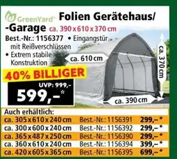 Norma GreenYard Folien Gerätehaus/-Garage ca. 390 x 610 x 370 cm Angebot