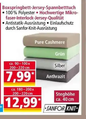 Norma Boxspringbett-Jersey- Spannbetttuch Angebot
