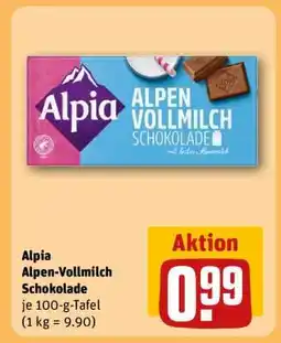 REWE Alpia Alpen Vollmilch Schokolade Angebot