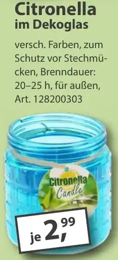 Sonderpreis Baumarkt Citronella im Dekoglas Angebot
