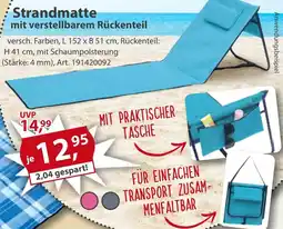 Sonderpreis Baumarkt Strandmatte mit verstellbarem Rückenteil Angebot