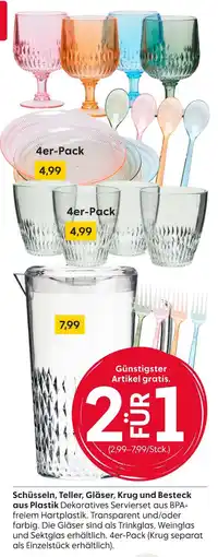 Rusta Schüsseln, teller, gläser, krug und besteck aus plastik Angebot