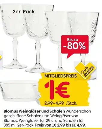 Rusta Blomus weingläser und schalen Angebot