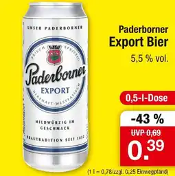Zimmermann Paderborner export bier Angebot