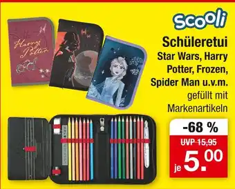 Zimmermann Scooli schüleretui star wars, harry potter, frozen, spider man u.v.m Angebot