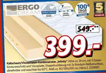 Segmüller Ergo dream kaltschaum/viscoschaum-kombimatratze „infinity“ Angebot