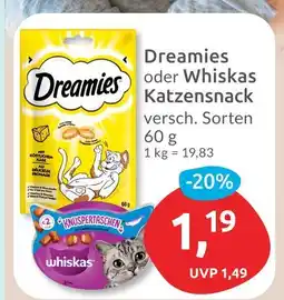 Budni Dreamies dreamies oder whiskas katzensnack Angebot