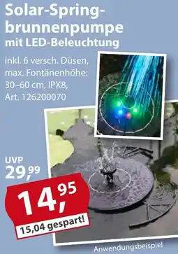 Sonderpreis Baumarkt Solar-Springbrunnenpumpe mit LED-Beleuchtung Angebot