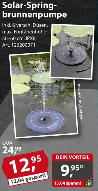Sonderpreis Baumarkt Solar-Springbrunnenpumpe Angebot