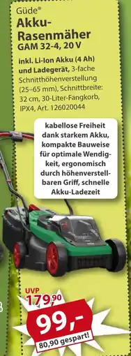 Sonderpreis Baumarkt Güde Akku-Rasenmäher GAM 32-4, 20 V Angebot