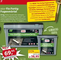 Sonderpreis Baumarkt MEM Fix-Fertig Fugenmörtel Angebot