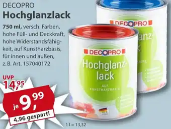 Sonderpreis Baumarkt DECOPRO Hochglanzlack Angebot