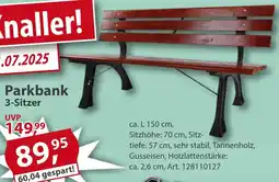 Sonderpreis Baumarkt Parkbank 3-Sitzer Angebot