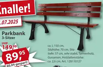 Sonderpreis Baumarkt Parkbank 3-Sitzer Angebot
