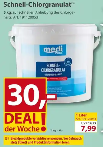 Sonderpreis Baumarkt medi Pool Schnell-Chlorgranulat Angebot