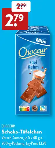 Aldi Süd CHOCEUR Schoko-Täfelchen Angebot