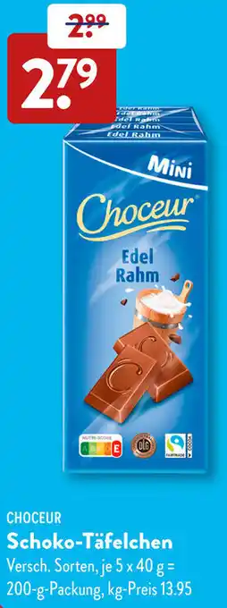 Aldi Süd CHOCEUR Schoko-Täfelchen Angebot