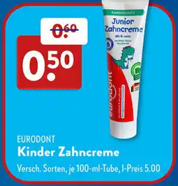 Aldi Süd EURODONT Kinder Zahncreme Angebot
