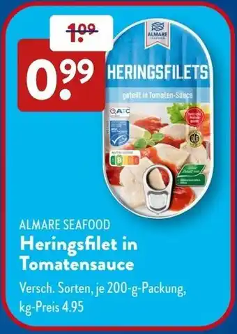 Aldi Süd ALMARE SEAFOOD Heringsfilet in Tomatensauce Angebot