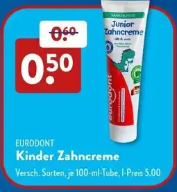 Aldi Süd EURODONT Kinder Zahncreme Angebot