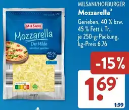 Aldi Süd MILSANI/HOFBURGER Mozzarella Angebot