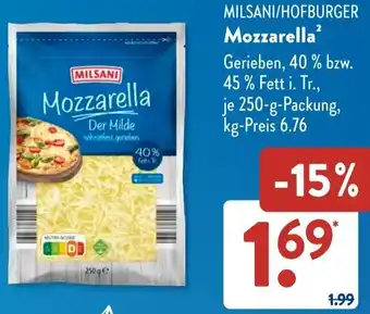 Aldi Süd MILSANI/HOFBURGER Mozzarella Angebot