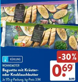 Aldi Süd WONNEMEYER Baguette mit Kräuter- oder Knoblauchbutter Angebot