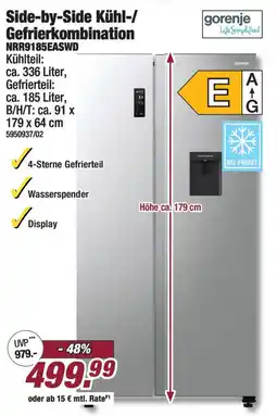 Poco gorenje Life Simplified Side-by-Side Kühl-/ Gefrierkombination NRR9185EASWD Angebot