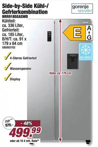 Poco gorenje Life Simplified Side-by-Side Kühl-/ Gefrierkombination NRR9185EASWD Angebot