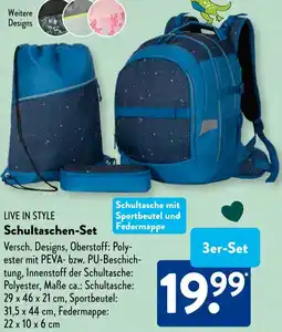 Aldi Süd LIVE IN STYLE Schultaschen-Set Angebot