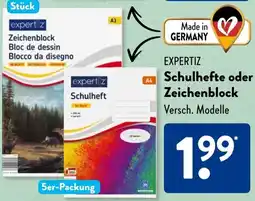 Aldi Süd EXPERTIZ Schulhefte oder Zeichenblock Angebot
