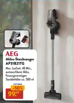 Aldi Süd AEG Akku-Staubsauger AP31B21TG Angebot