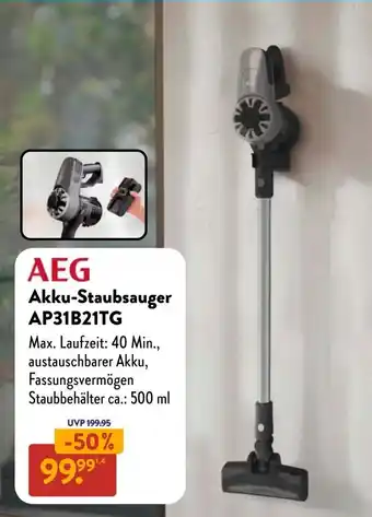 Aldi Süd AEG Akku-Staubsauger AP31B21TG Angebot