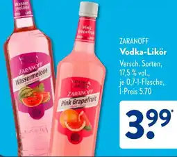 Aldi Süd ZARANOFF Vodka-Likör Angebot