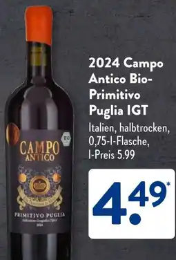 Aldi Süd 2024 Campo Antico Bio Primitivo Puglia IGT Angebot