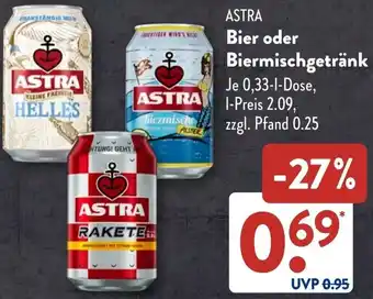 Aldi Süd ASTRA Bier oder Biermischgetränk Angebot