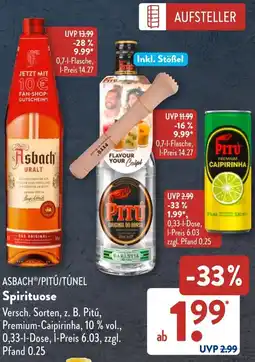 Aldi Süd ASBACH /PITÚ/TÚNEL Spirituose Angebot