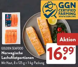 Aldi Süd GOLDEN SEAFOOD Norwegische Lachsfiletportionen Angebot