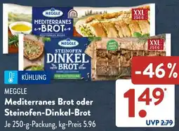 Aldi Süd MEGGLE Mediterranes Brot oder Steinofen-Dinkel-Brot Angebot