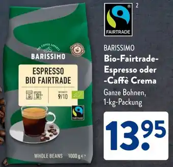 Aldi Süd BARISSIMO Bio-Fairtrade Espresso oder Caffè Crema Angebot