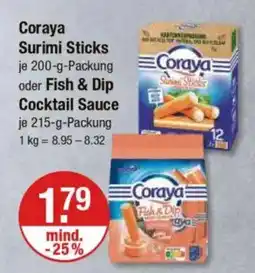V Markt Coraya Surimi Sticks oder Fish & Dip Cocktail Sauce Angebot