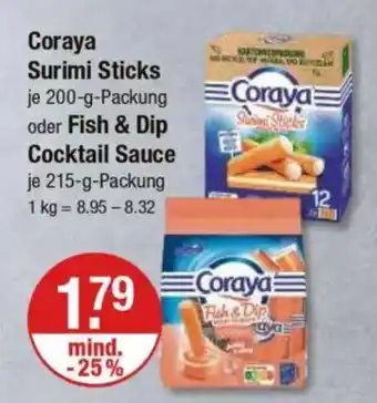 V Markt Coraya Surimi Sticks oder Fish & Dip Cocktail Sauce Angebot
