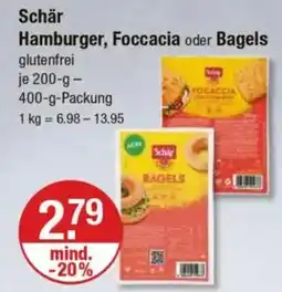 V Markt Schär Hamburger, Foccacia oder Bagels Angebot