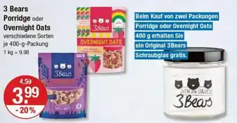 V Markt 3 Bears Porridge oder Overnight Oats Angebot