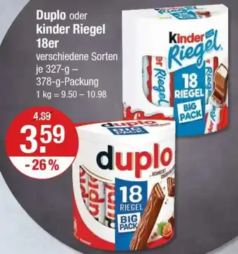 V Markt Duplo oder kinder Riegel 18er Angebot