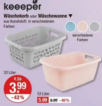 V Markt keeeper Wäschekorb oder Wäschewanne Angebot