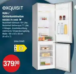 V Markt exquisit Kühl-/ Gefrierkombination KGC265-70-040D Angebot