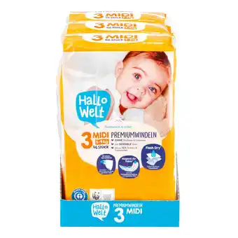 Netto Marken-Discount Hallo Welt Windeln Gr. 3 Midi 46 Stück, 3er Pack Angebot